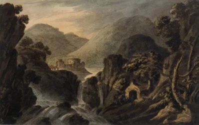 Paesaggio classico con cascata